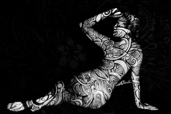 Projections-nude photography womans back with black and white picture.