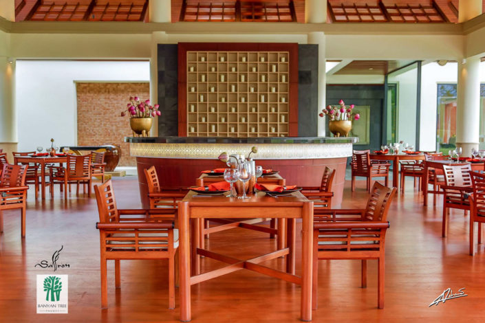 Real estate photography BanyanTree Phuket restaurant and bar interior.