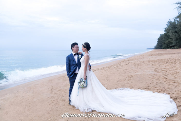 Wedding photography bride and groom on the beach.